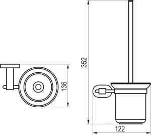 Szczotka do WC wisząca CR 410 - rysunek techniczny
