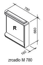 Lustro z półką i oświetleniem M 780 Prawe białe/brzoza