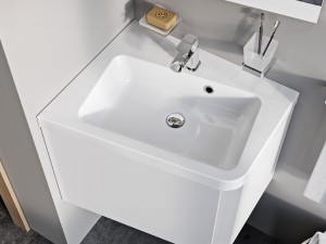 Umywalka konglomeratowa 10° Lewa  biała z otworami zdj.1.jpg