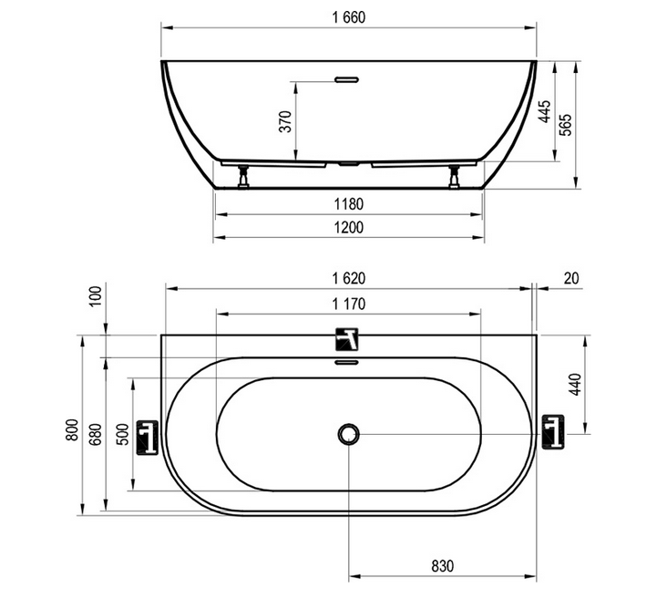 Wanna wolnostojąca FREEDOM W 166x80 biało-czarna.PNG