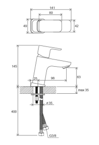 TD F 012.20 bateria czarna umywalkowa 10° FREE stojąca 140 bez korka  rys.techniczny.PNG