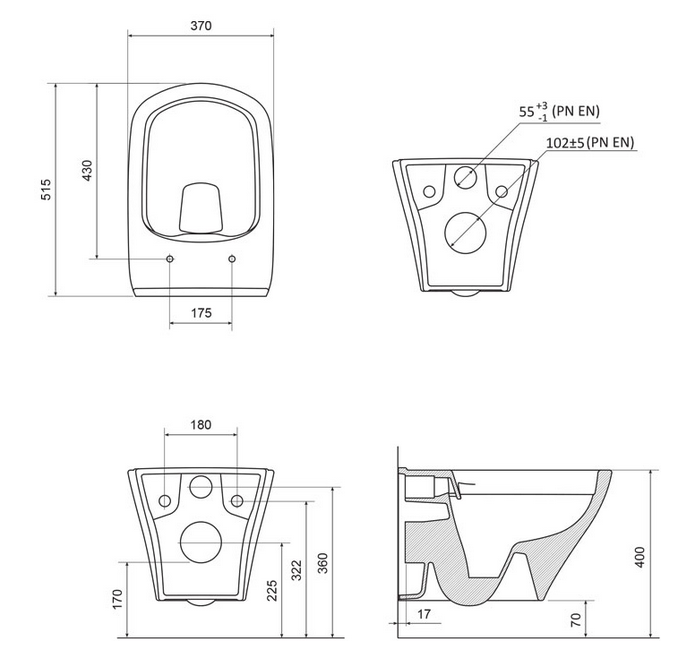 Miska WC CLASSIC RimOff podwieszana, biała [PRODUKT KLASA II].PNG