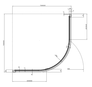 Kabina prysznicowa półokrągła PSKK3-90 czarna, szkło Transparent rys.tech.PNG