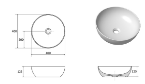 Umywalka ceramiczna UNI 400 B Slim biała  rys. tech..PNG