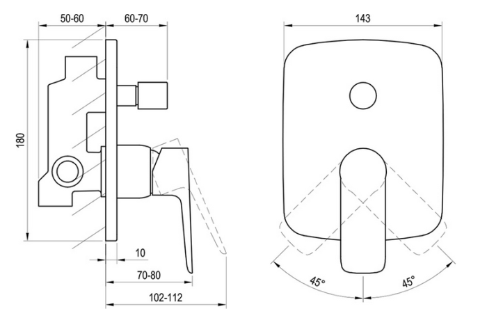 Bateria podtynkowa Classic CL 061.00  z przełącznikiem  rys.tech..PNG