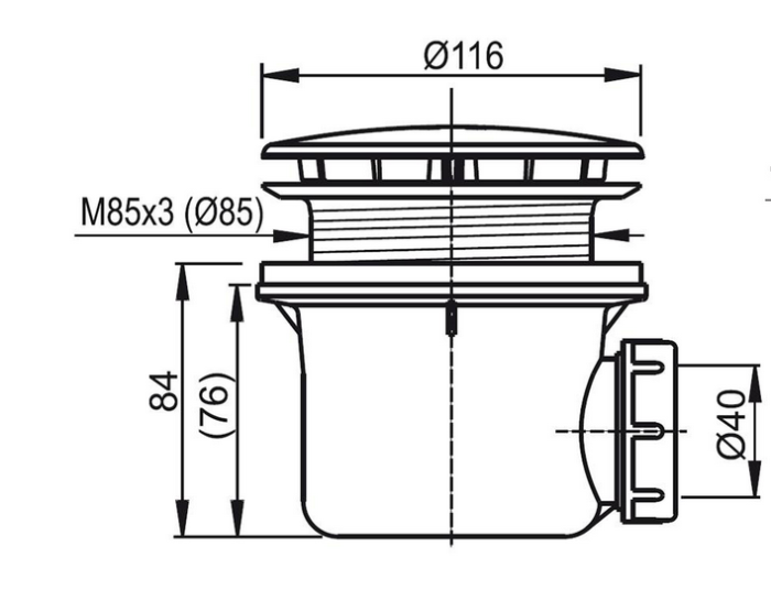 Syfon brodzikowy RAVAK STANDARD chrom - 90.PNG