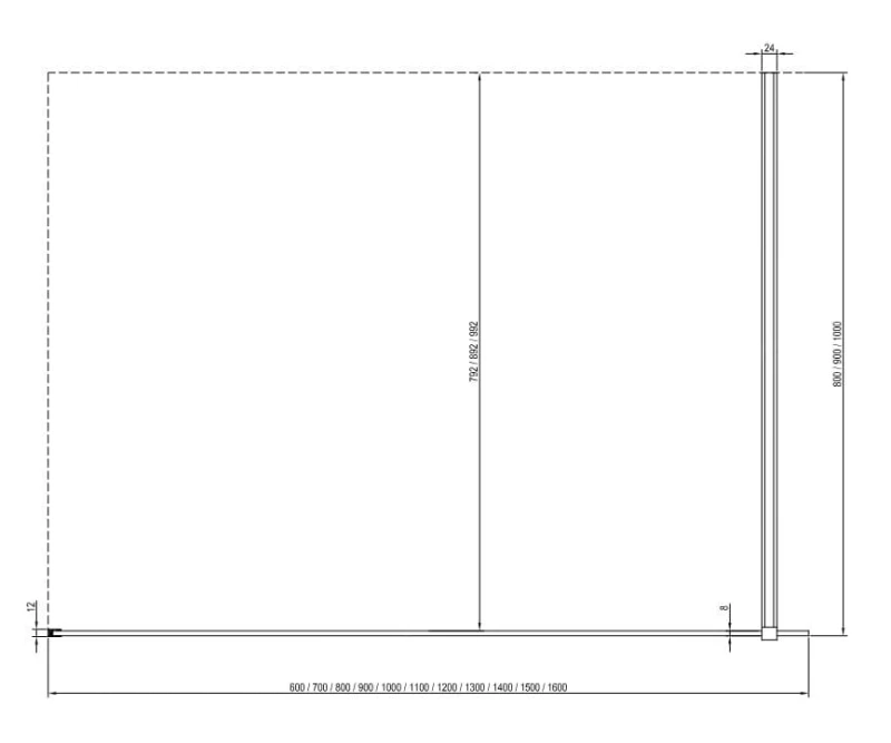 Ścianka Prysznicowa Walk-In Wall czarna , szkło przezroczyste rys.tech.JPG