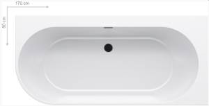 Wanna wolnostojąca FREEDOM CORNER P  170x80 biała z czarnym odpływem i przelewem  2.png