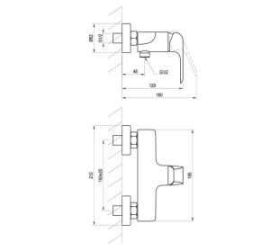 FL 032.20 150 mm bateria czarna prysznicowa FLAT rys.tech..JPG