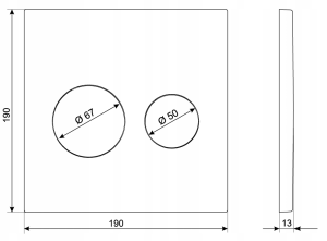 Przycisk spłukujący do WC toalety Ravak chrom połysk 19x19x1,3 rys.1.PNG
